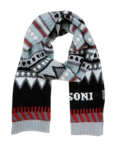 Шерстяной шарф с геометрическим узором, черный Missoni