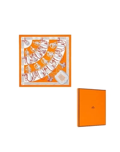 HERMES Шёлковый шарф, Orange/Gray/White Hermès