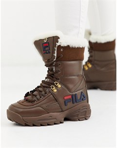 Коричневые ботинки с искусственным мехом Fila