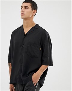 Черная рубашка oversize с коротким рукавом и отложным воротником Tiger of sweden jeans