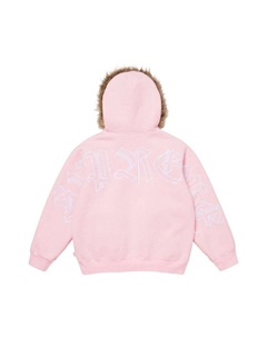 Толстовка Faux Fur Zip Up Hooded Sweatshirt, Light Pink Supreme