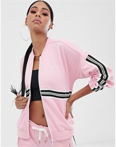 Розовая спортивная куртка с полосками и логотипом Replay