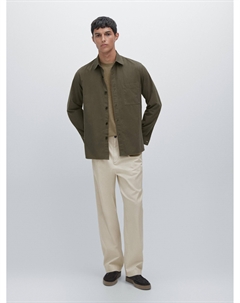 Рубашка из 100% хлопка с карманом, зеленый Massimo dutti