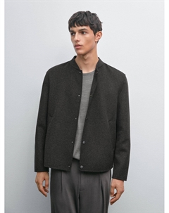 Куртка-Бомбер из двойной шерстяной смеси, антрацитово-серый Massimo dutti