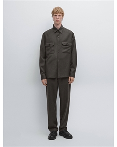 Рубашка прямого кроя, двойной вязки, 100% шерсть, Mink Massimo dutti