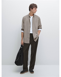 Мягкая меланжевая рубашка стандартного кроя, Mink Massimo dutti