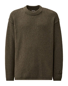 Свитер вязаный вафельной вязкой с круглым вырезом, серый C.p. company