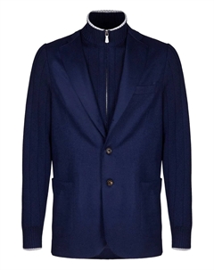 Пиджак с вязанными рукавами, синий Eleventy