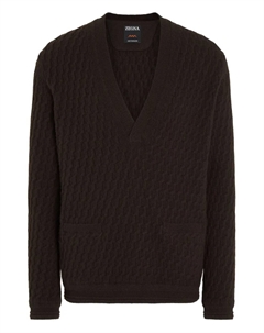 Свитер Oasi с V-образным вырезом, коричневый Zegna