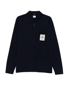 Поло с длинными рукавами и нашивкой-логотипом, синий C.p. company