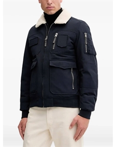 Бомбер с множеством карманов и воротником из овчины, синий Aeronautica militare