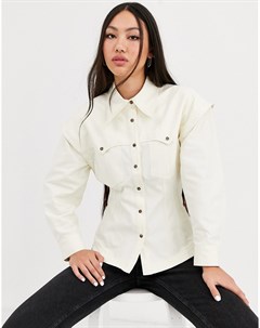 Рубашка из саржи в стиле милитари Asos white