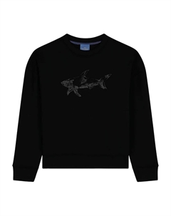 Хлопковый свитшот с принтом акулы, черный Paul & shark