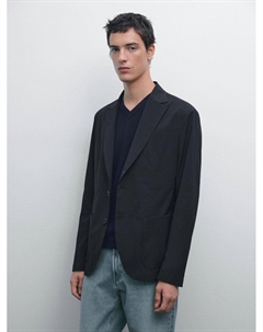 Легкий технический блейзер, темно-синий Massimo dutti