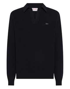 Свитер с V-образным вырезом и логотипом, синий Sun67