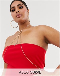 Золотистая цепочка на тело с прозрачным чокером и стразами ASOS DESIGN Curve Asos curve