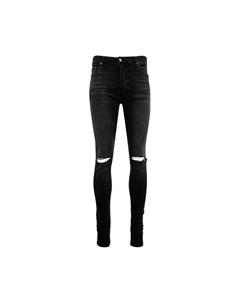 Джинсы Leather Bones Appliqué Slash Jean, Vintage Black Amiri