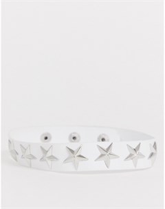 Белое ожерелье чокер из искусственной кожи с отделкой заклепками в виде звезд Asos design