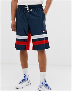 Темно синие баскетбольные шорты с сетчатыми вставками и логотипом s Tommy sport