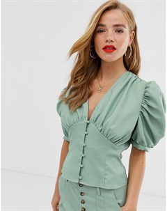 Зеленая блузка с пышными рукавами x Laura Jade In the style