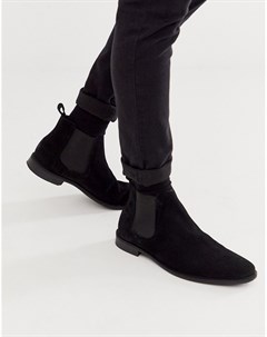 Черные замшевые ботинки челси с черной подошвой Asos design