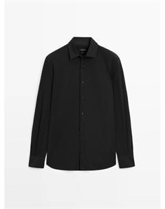 Рубашка облегающего кроя стретч, черный Massimo dutti