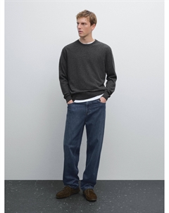 Кашемировый вязаный свитер с круглым вырезом, Charcoal Massimo dutti