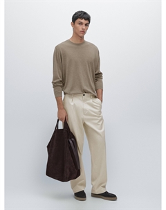 Вязаный свитер с круглым вырезом из 100% кашемира, Greenish Massimo dutti