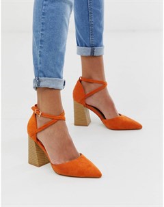 Оранжевые туфли на наборном каблуке RAID Aubrey Raid
