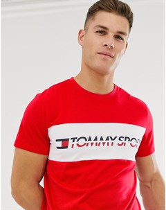 Красная футболка с логотипом s Tommy sport