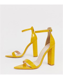 Эксклюзивные желтые босоножки на каблуке с эффектом крокодиловой кожи Miao Public desire