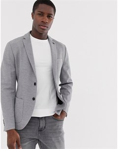 Серый приталенный блейзер с накладными карманами Selected homme