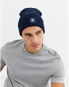 Темно синяя шапка бини с логотипом Adidas originals