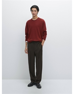 Свитер с круглым вырезом из смесовой шерсти, Terra-Cotta Massimo dutti