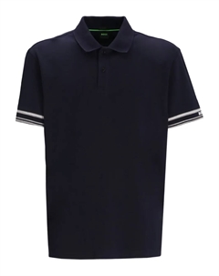 Рубашка поло с контрастными полосками, синий Boss