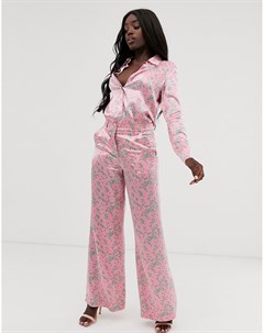 Атласные пижамные брюки с цветочным принтом Harley Ghost