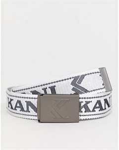 Белый ремень с пряжкой и повторяющимся логотипом Karl kani