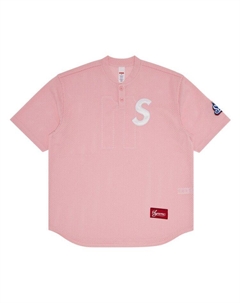 Топ S Logo Baseball Henley, Pink Supreme