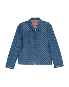 Джинсовая куртка на молнии с узором, синий Sandro