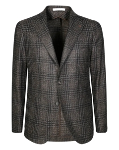 Клетчатый однобортный пиджак из шерсти, черный Tagliatore