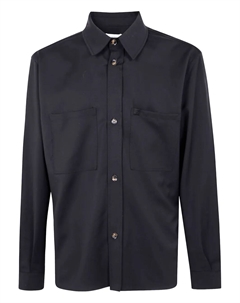 Рубашка из шерсти с накладными карманами, черный Laneus