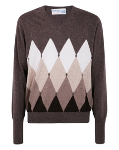 Кашемировый свитер с ромбовидным узором, коричневый Ballantyne