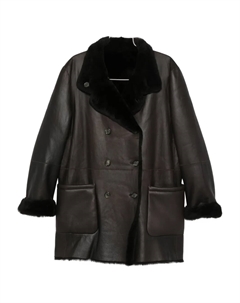 Двубортное пальто из овчины, коричневый Giorgio armani