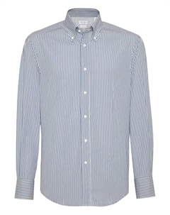 Рубашка из полосатого поплина, синий Brunello cucinelli