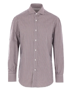Рубашка из хлопка в клетку, красный Brunello cucinelli