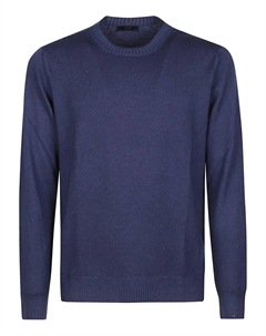 Шерстяной свитер с круглым вырезом, синий Fay