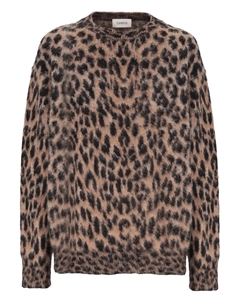 Свитер с круглым вырезом и леопардовым принтом, коричневый Laneus