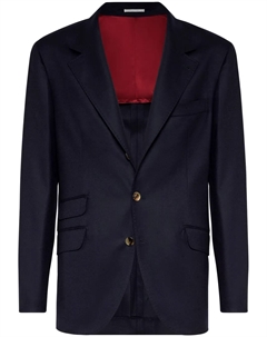 Шерстяной однобортный пиджак, синий Brunello cucinelli