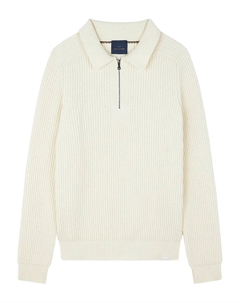 Свитер в рубчик на молнии до половины, белый Paul & shark