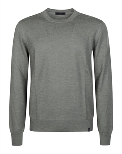 Шерстяной свитер с круглым вырезом, серый Fay